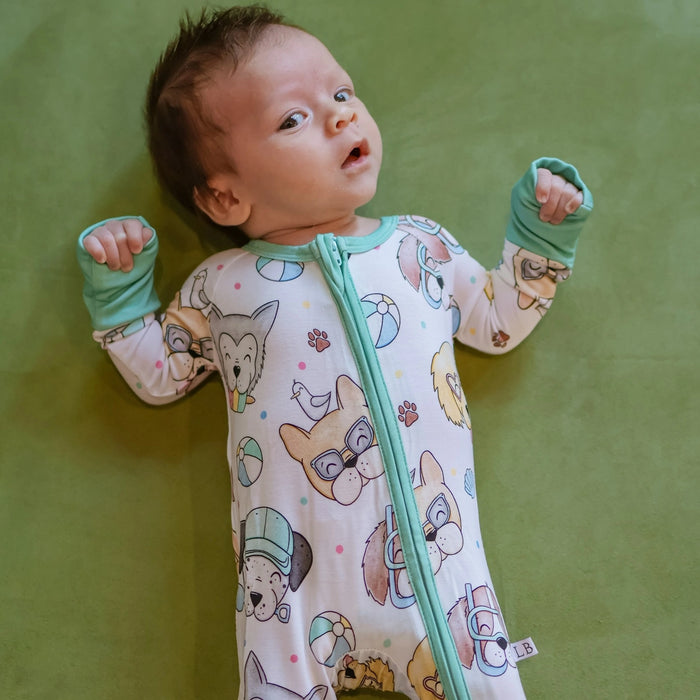 Baby wearing Little Bond Co bamboo pajamas