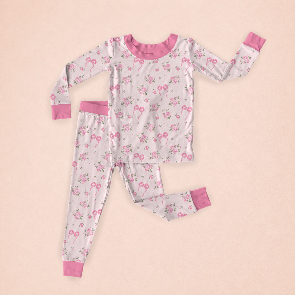 Rosy Ribbon Two Piece Pajama Set