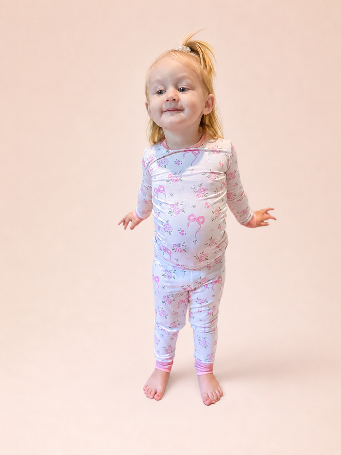 Rosy Ribbon Two Piece Pajama Set
