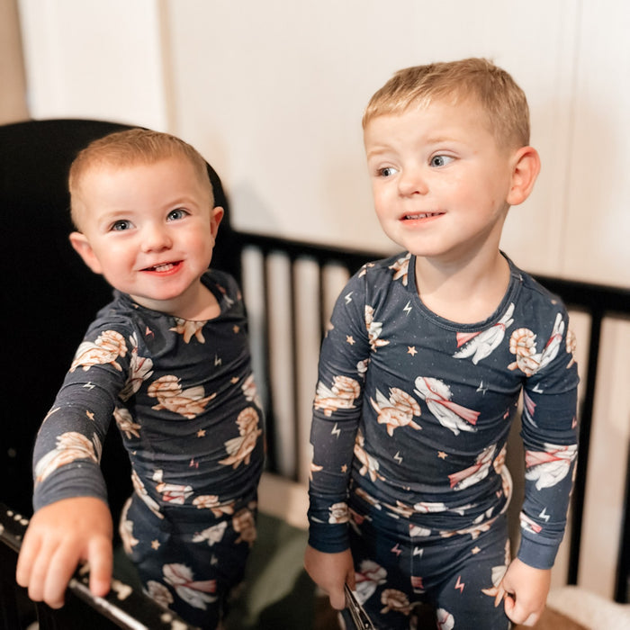 Baby wearing Little Bond Co bamboo pajamas